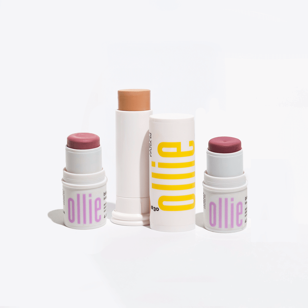 Ollie Total Makeup Kit - Tinted Sunscreen Stick SPF 95 and 3-in-1 Blush, Lipstick, and Eyeshadow Stick SPF 95